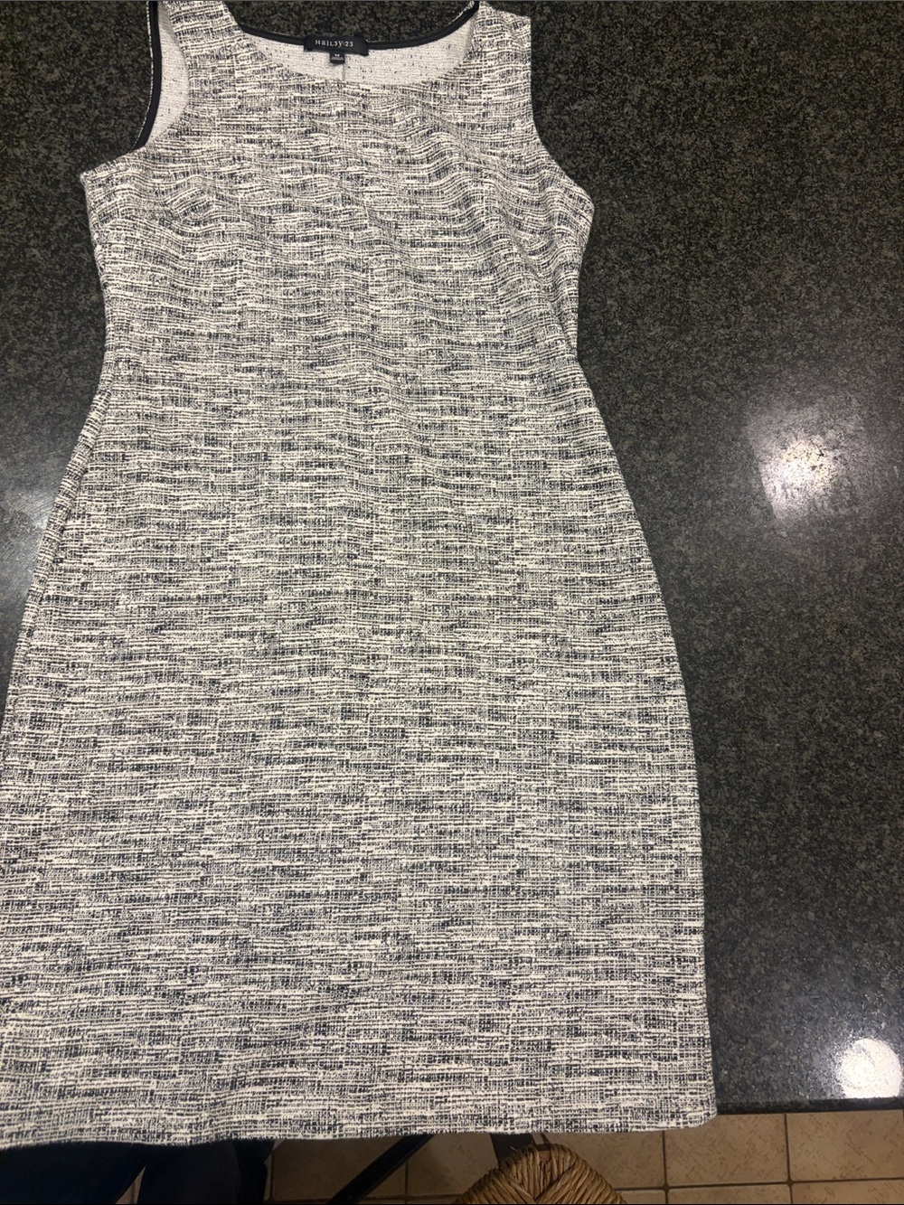 Ann Taylor Black and White Textured Sheath Dress